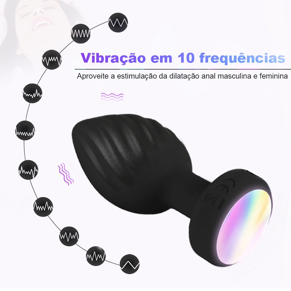 Plug Anal Vibrador com APP · Controle Bluetooth + Controle Remoto · Silicone Macio · 9 Modos · USB