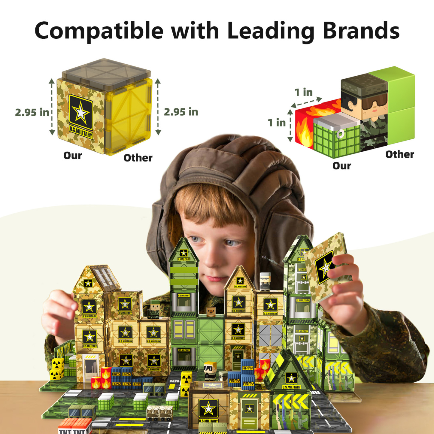 MagCombo Magnetic Blocks Tiles For Boys（Military）