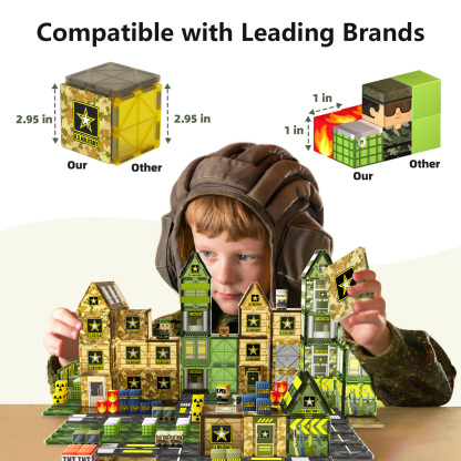 MagCombo Magnetic Blocks Tiles For Boys（Military）