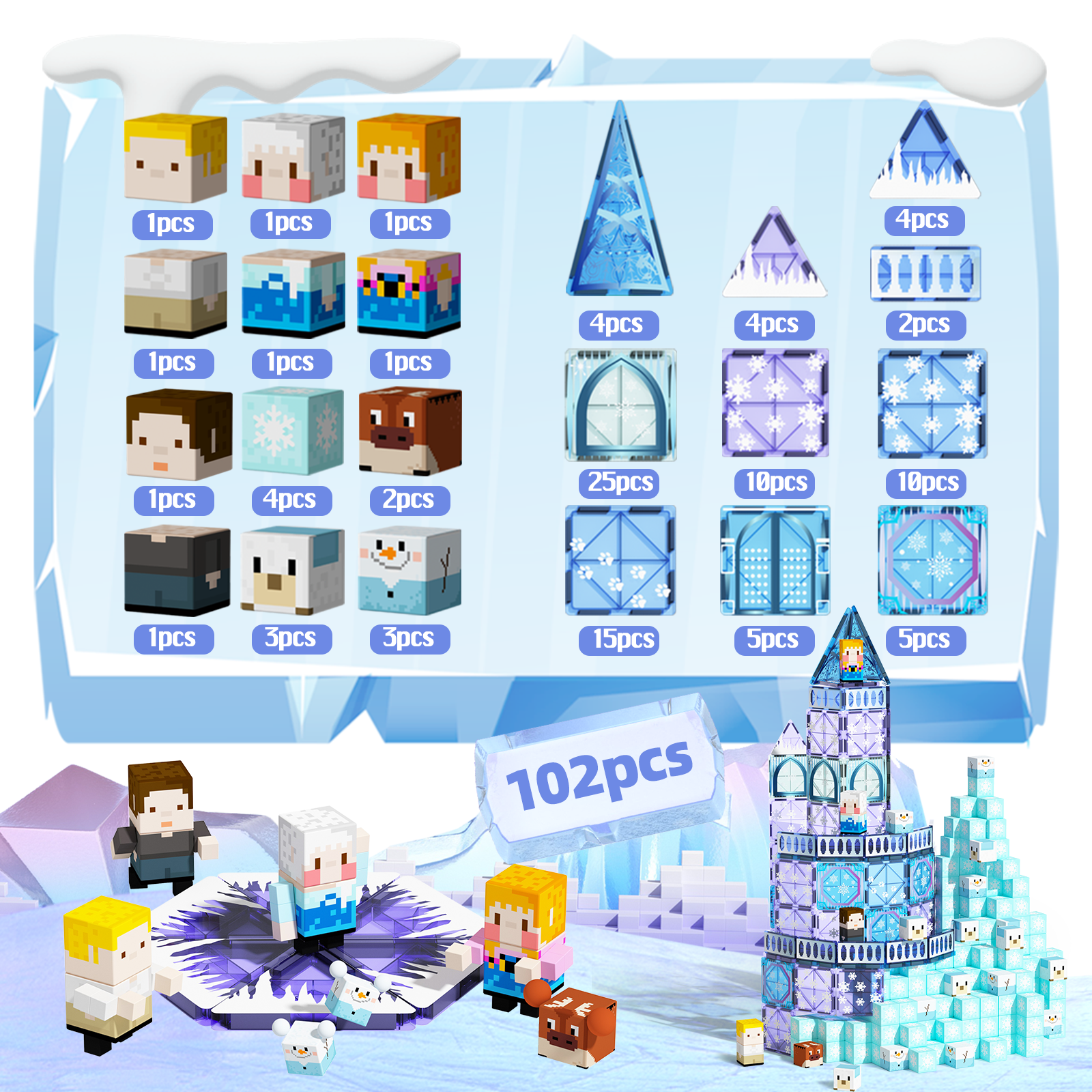 MagCombo Magnetic Blocks Tiles For Gilrs（Frozen）