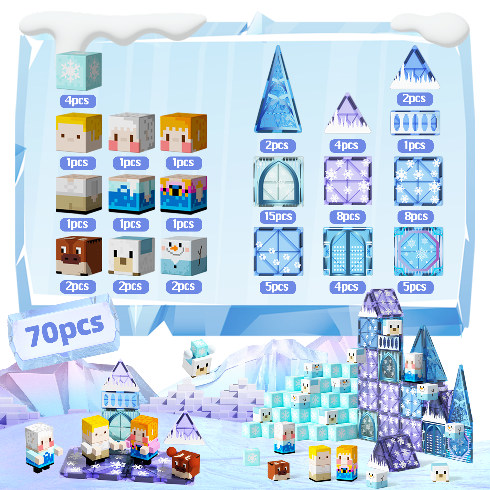 MagCombo Magnetic Blocks Tiles For Gilrs（Frozen）