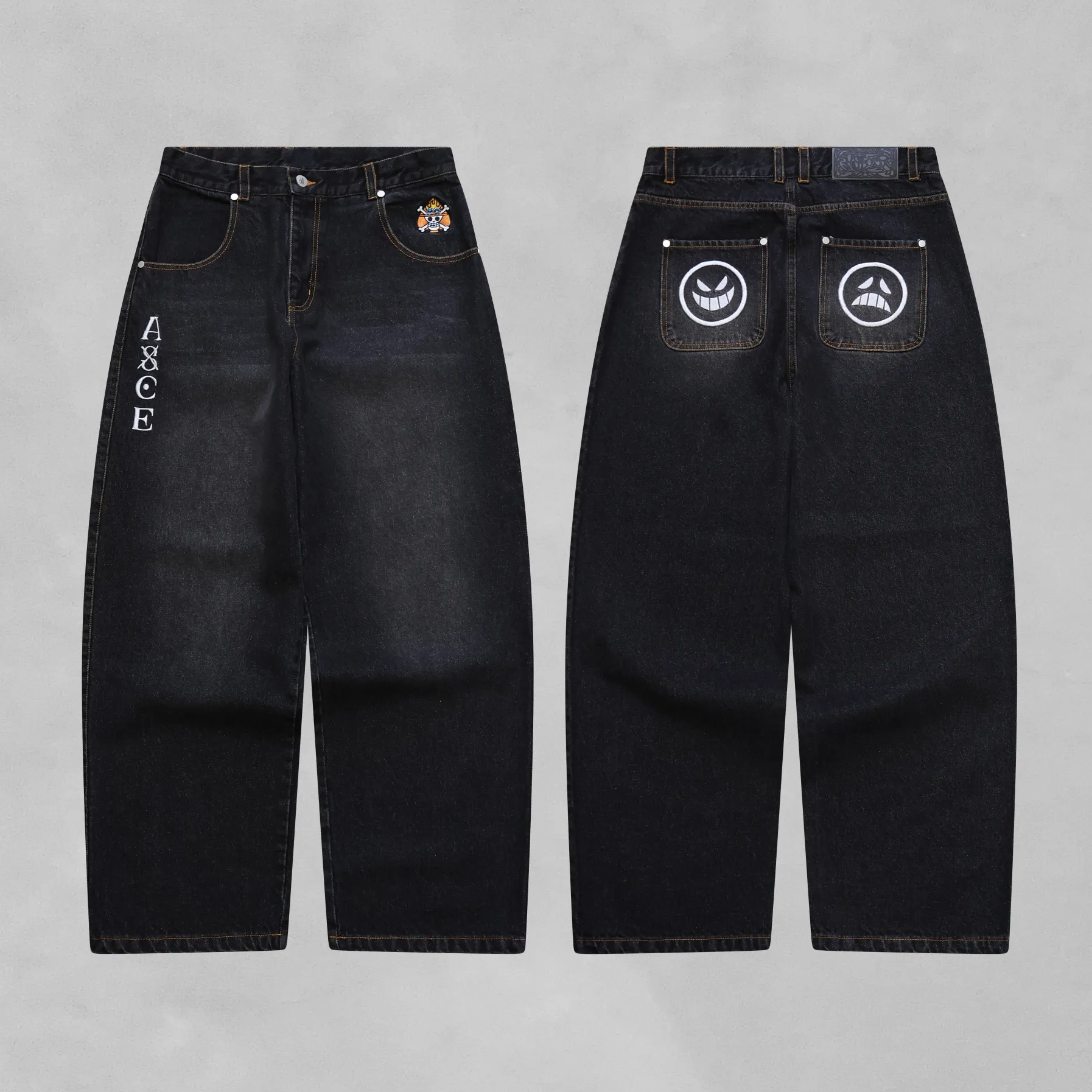 One Piece Asce Embroidery Jeans