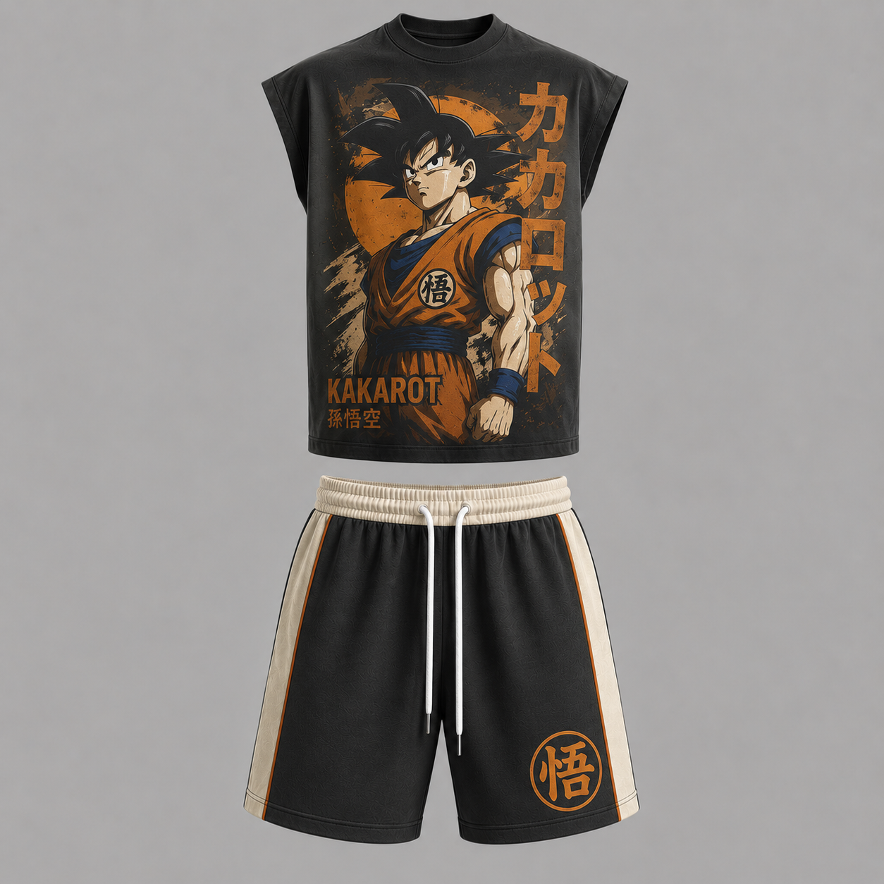 Dragon Ball Goku Sleeveless Tank Top & Shorts Two-Piece Streetwear Set