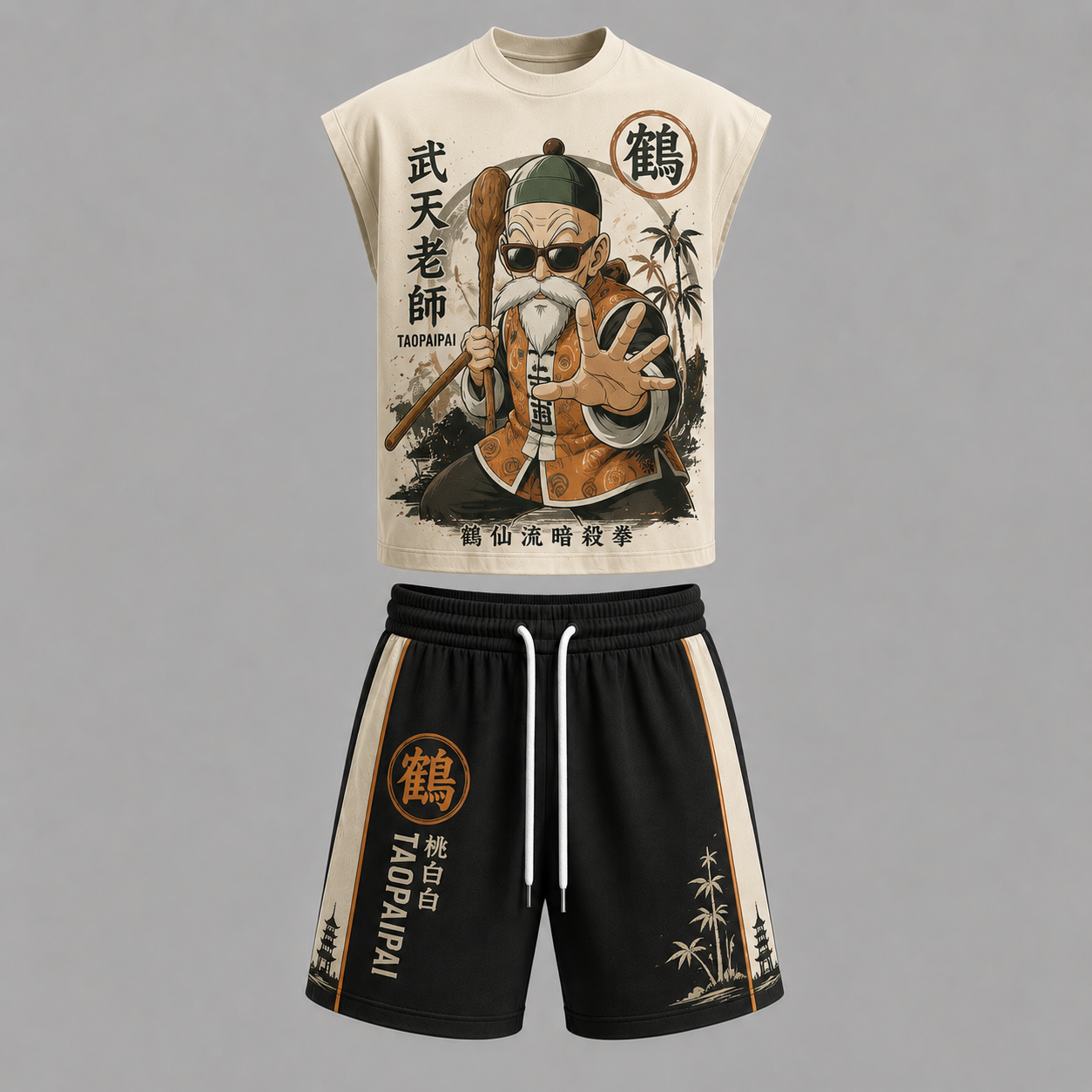Dragon Ball Master Roshi Sleeveless Tank Top & Shorts Two-Piece Streetwear Set