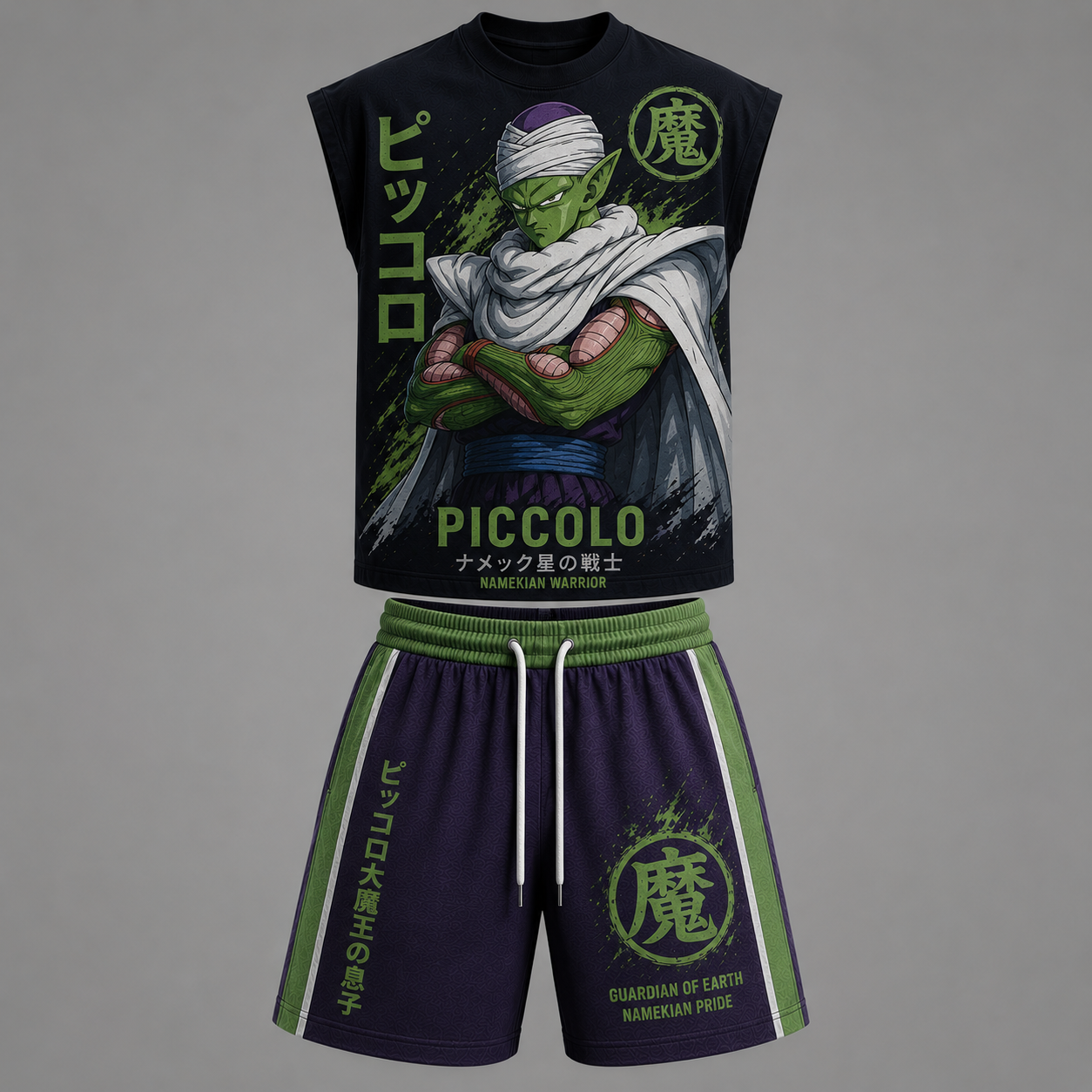 Dragon Ball Piccolo Sleeveless Tank Top & Shorts Two-Piece Streetwear Set