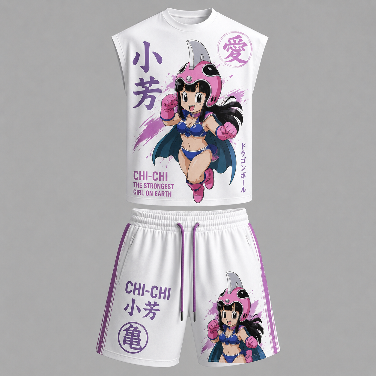 Dragon Ball Pan Sleeveless Tank Top & Shorts Two-Piece Streetwear Set