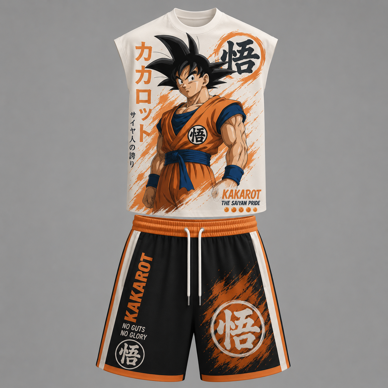 Dragon Ball Goku Sleeveless Tank Top & Shorts Two-Piece Streetwear Set