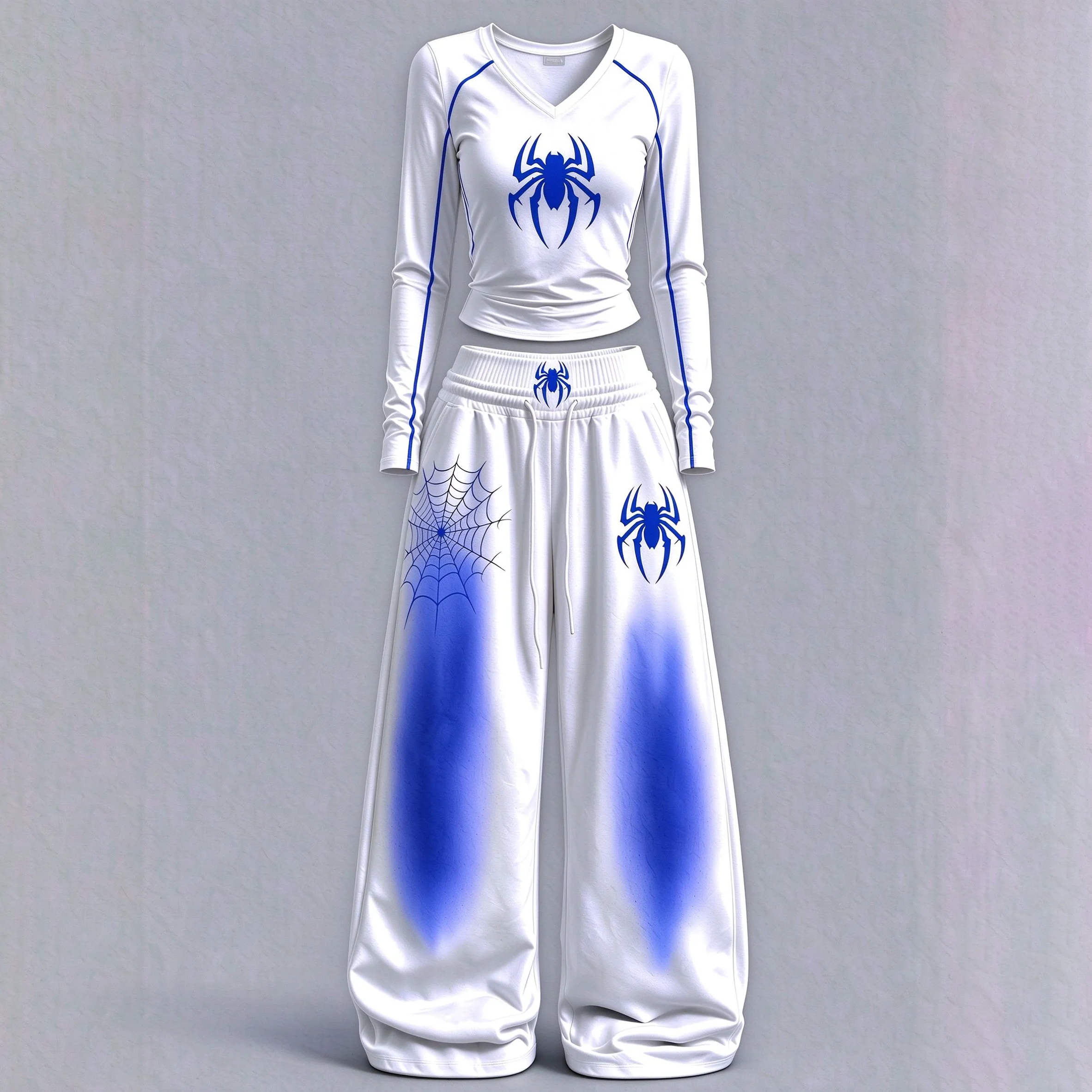 Spider-Gwen V-neck Long-sleeve Double-layer Stretch Pants Set