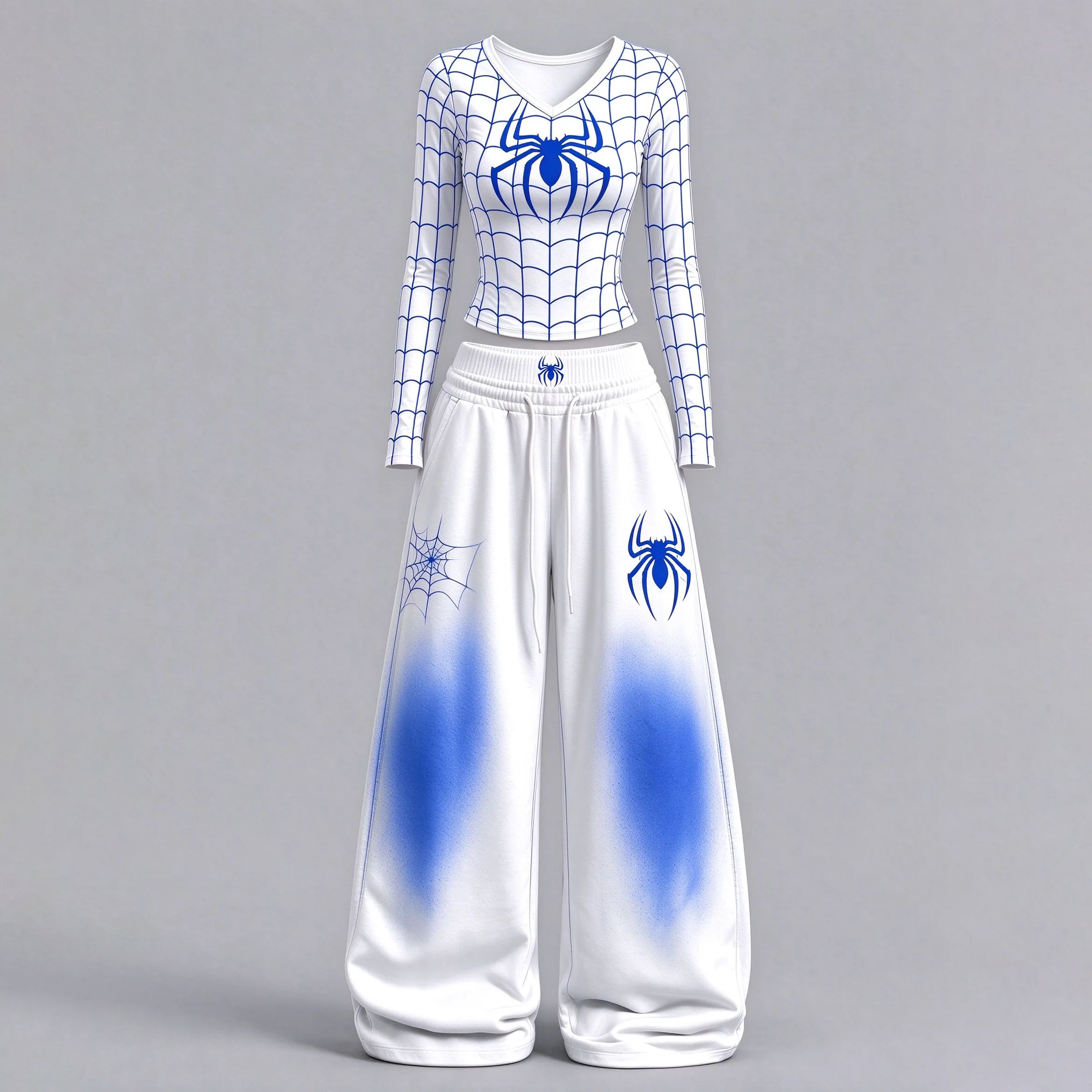 Spider-Gwen V-neck Long-sleeve Double-layer Stretch Pants Set