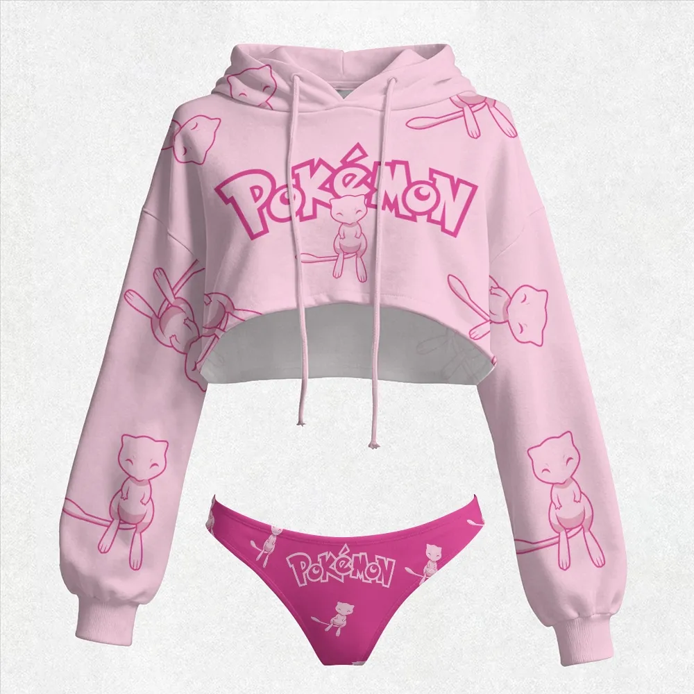 Women's Anime-Cropped Hoodie & Thong Sets❄️