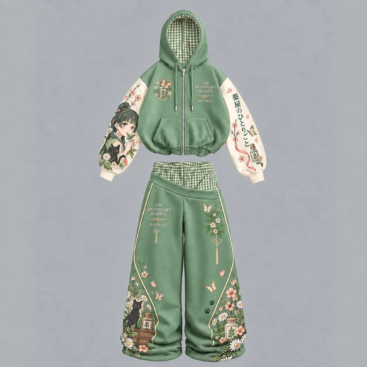 Women's Anime-Hoodie & Wide-Leg Pants Set❄️