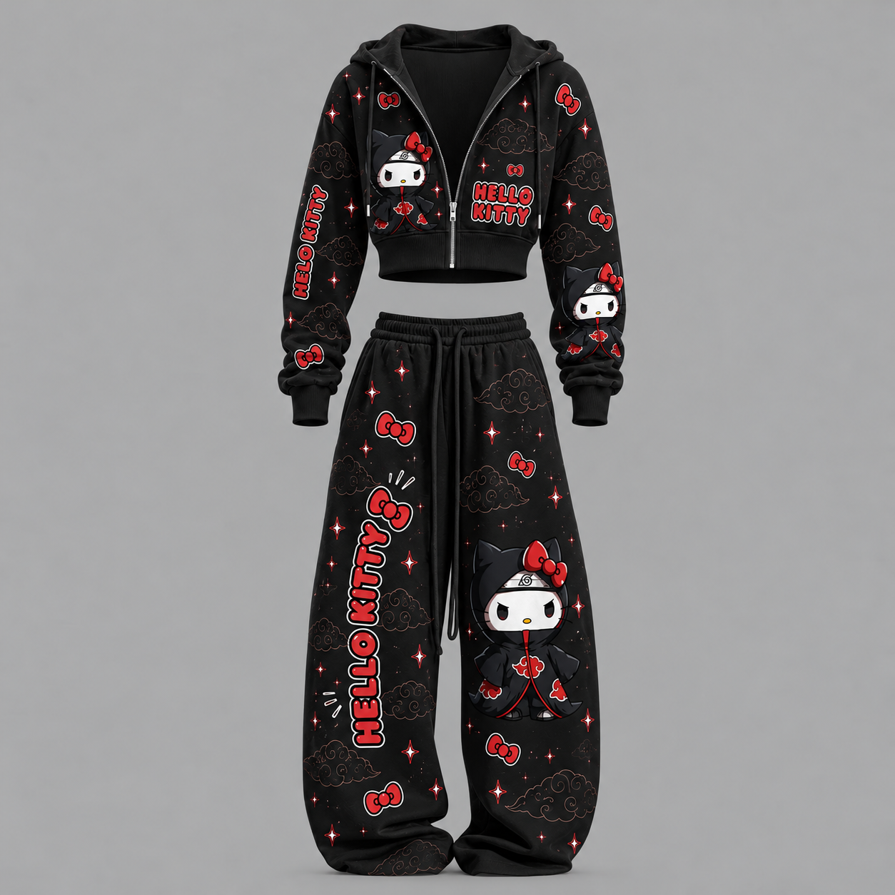 Sanrio-Short zip-up sweatshirt set