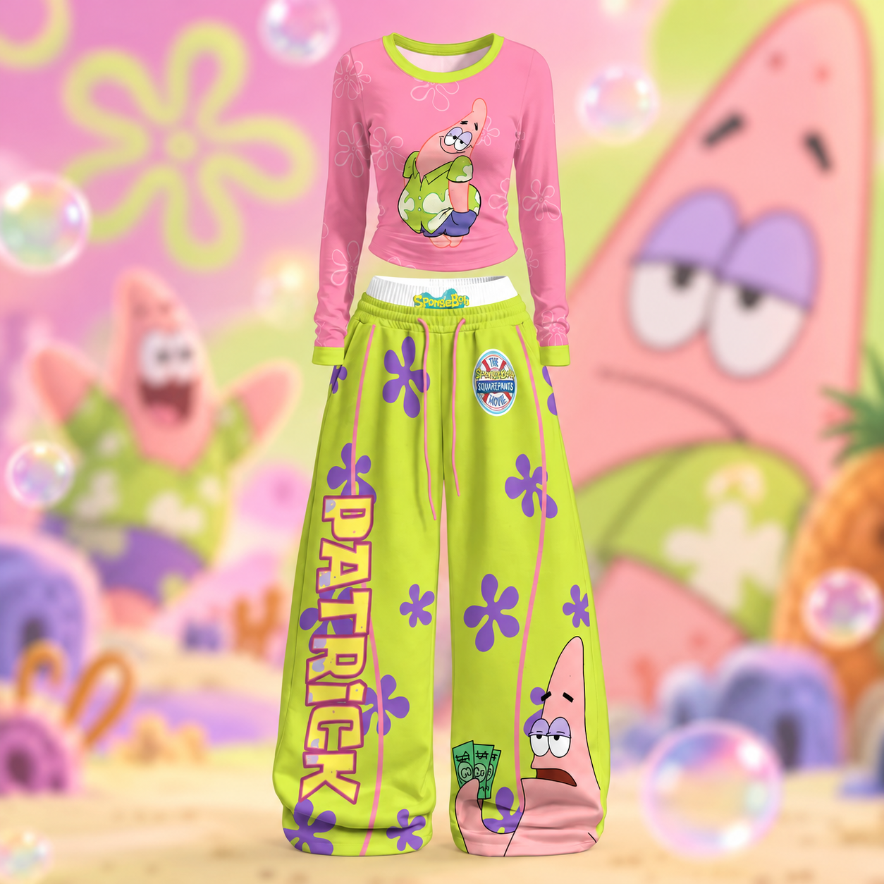 SpongeBob SquarePants Long-Sleeved Double-Layer Stretch Pants Set
