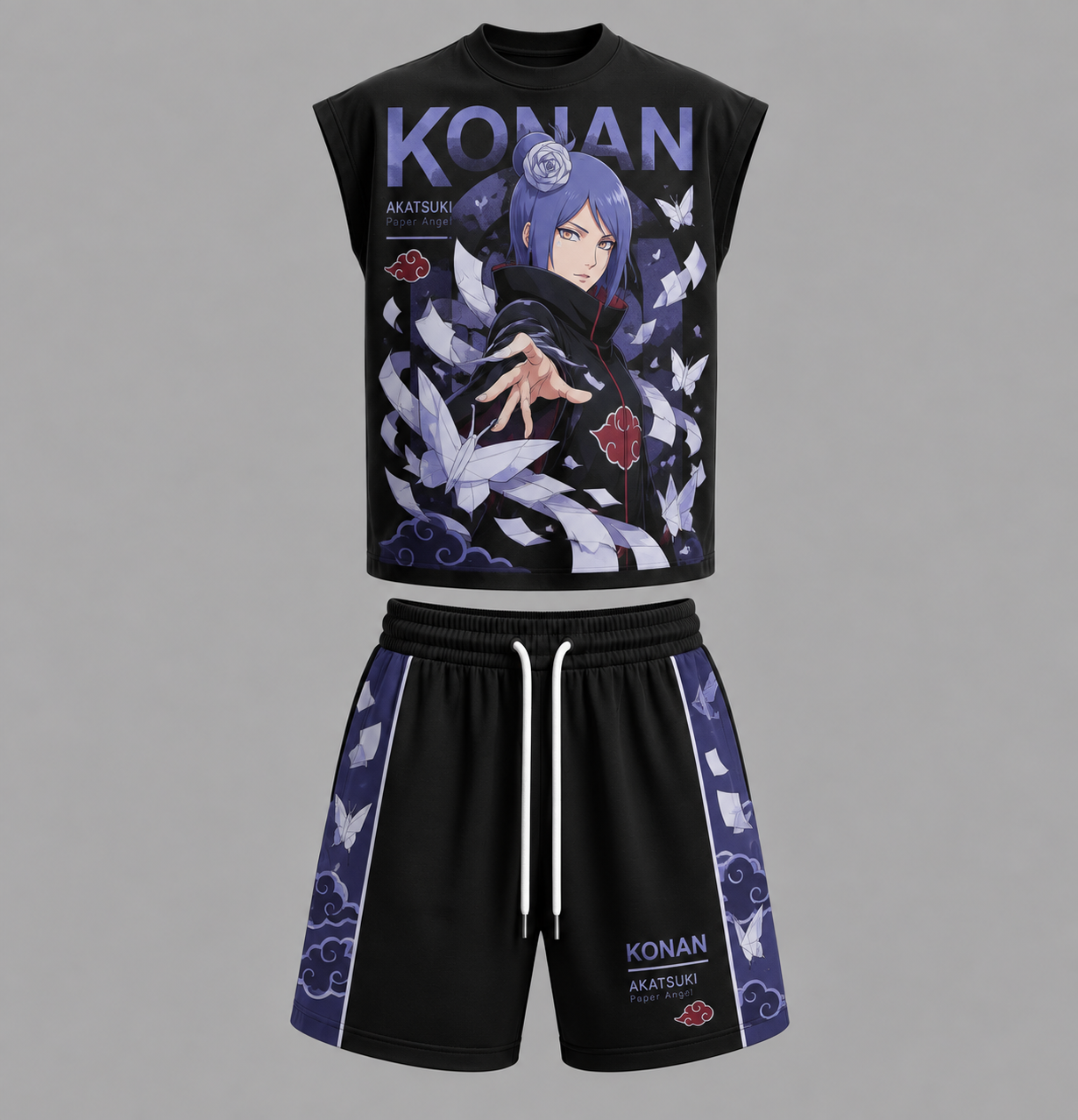 Naruto Konan Sleeveless Tank Top & Shorts Two-Piece Streetwear Set