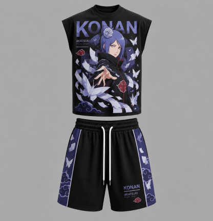 Naruto Konan Sleeveless Tank Top & Shorts Two-Piece Streetwear Set