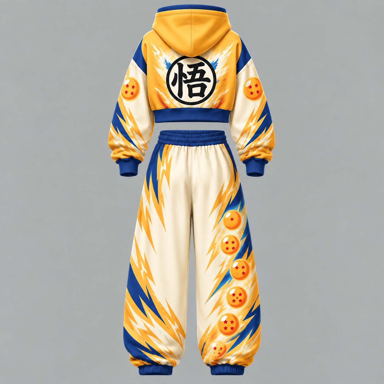 Dragon Ball Z Women‘s Cropped Long Sleeve Hoodie & High Waist Jogger Pants Two Piece Tracksuit Set