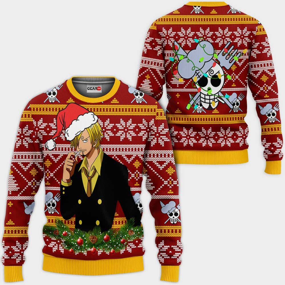 Sanji Ugly Christmas Sweater Anime Xmas Gifts One Piece
