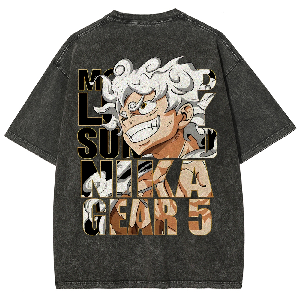 GEAR 5 NIKA Luffy One Piece Unisex Fit Washed T-Shirt