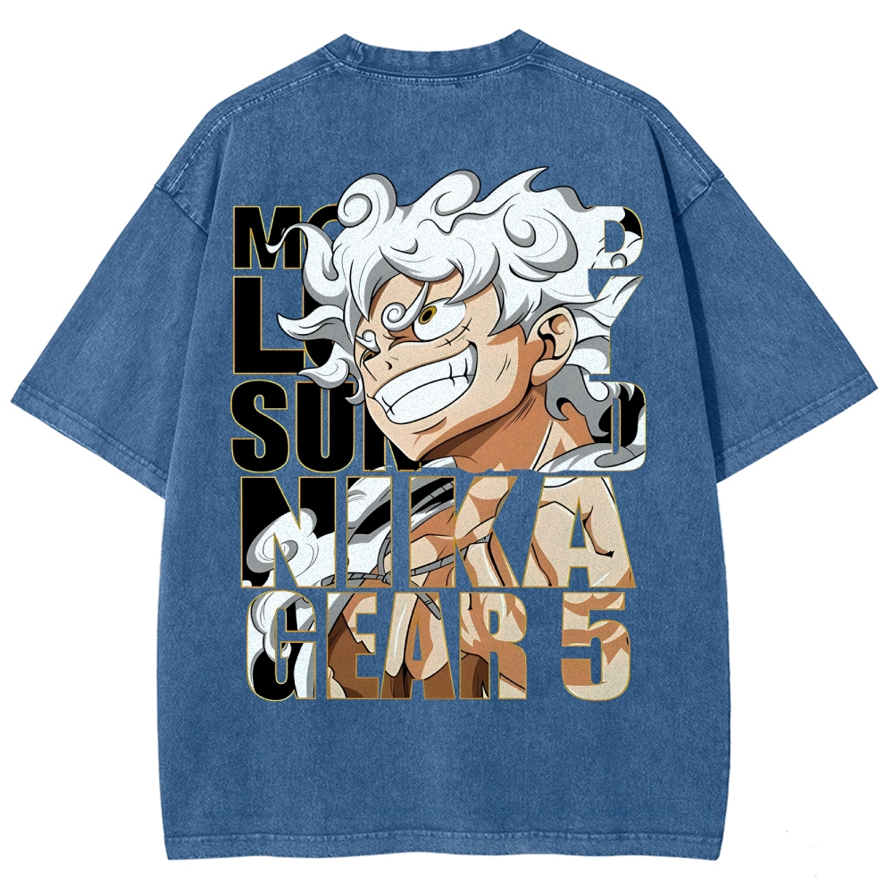 GEAR 5 NIKA Luffy One Piece Unisex Fit Washed T-Shirt