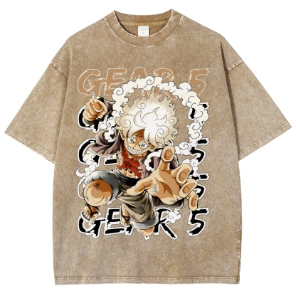 GEAR 5 NIKA Luffy One Piece Unisex Fit Washed T-Shirt