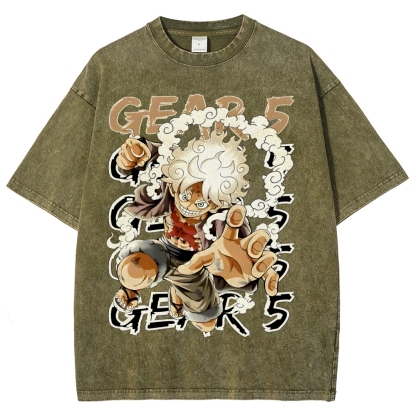 GEAR 5 NIKA Luffy One Piece Unisex Fit Washed T-Shirt