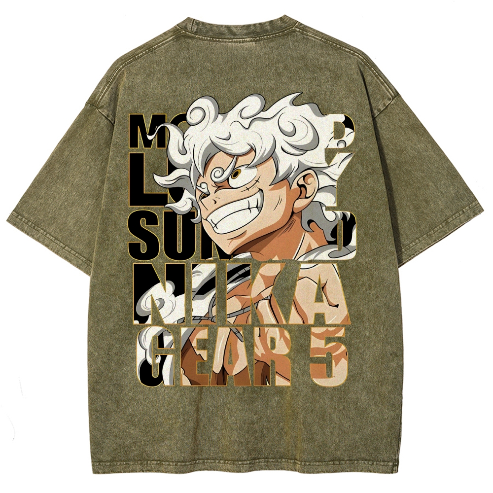 GEAR 5 NIKA Luffy One Piece Unisex Fit Washed T-Shirt