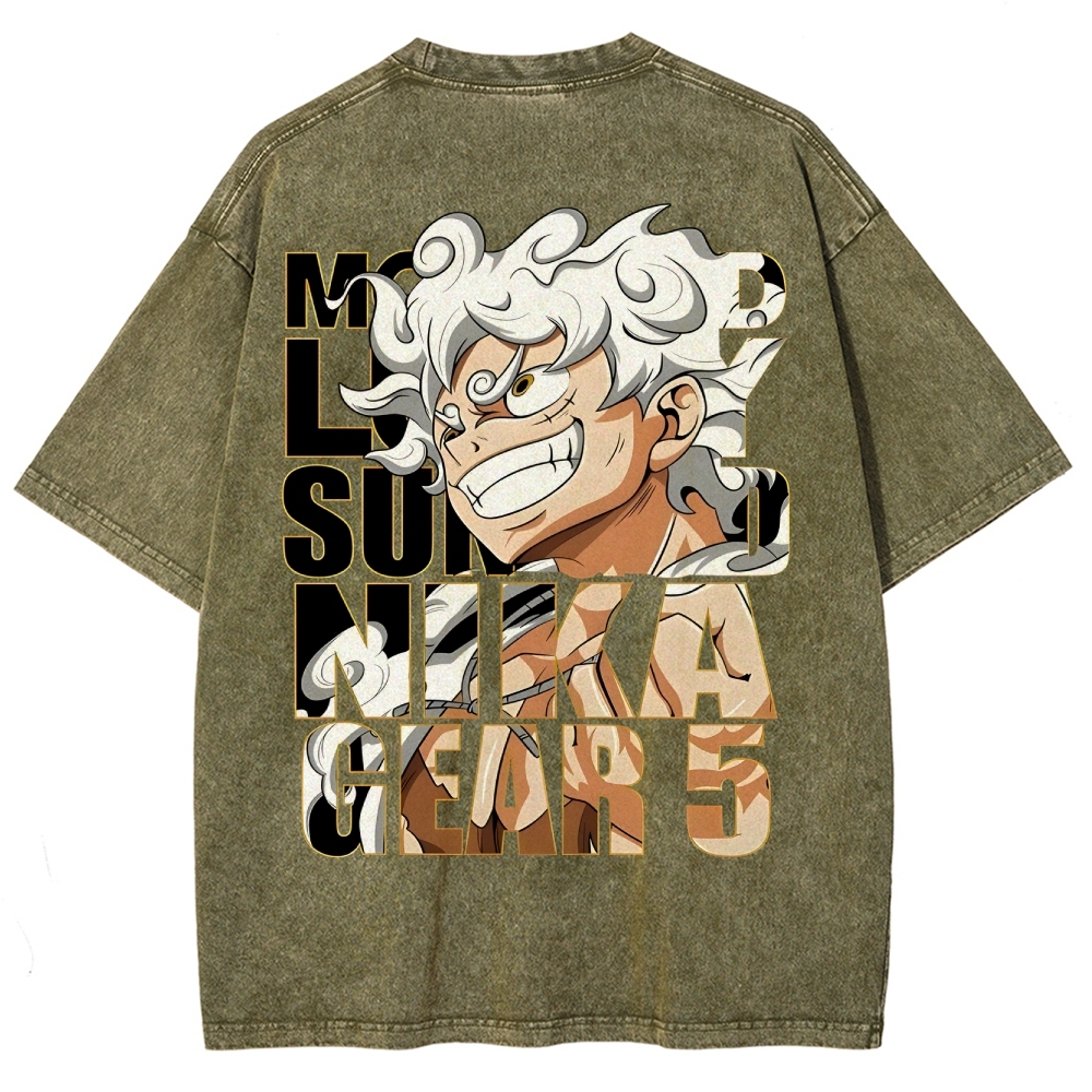 GEAR 5 NIKA Luffy One Piece Unisex Fit Washed T-Shirt