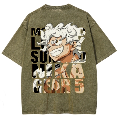 GEAR 5 NIKA Luffy One Piece Unisex Fit Washed T-Shirt