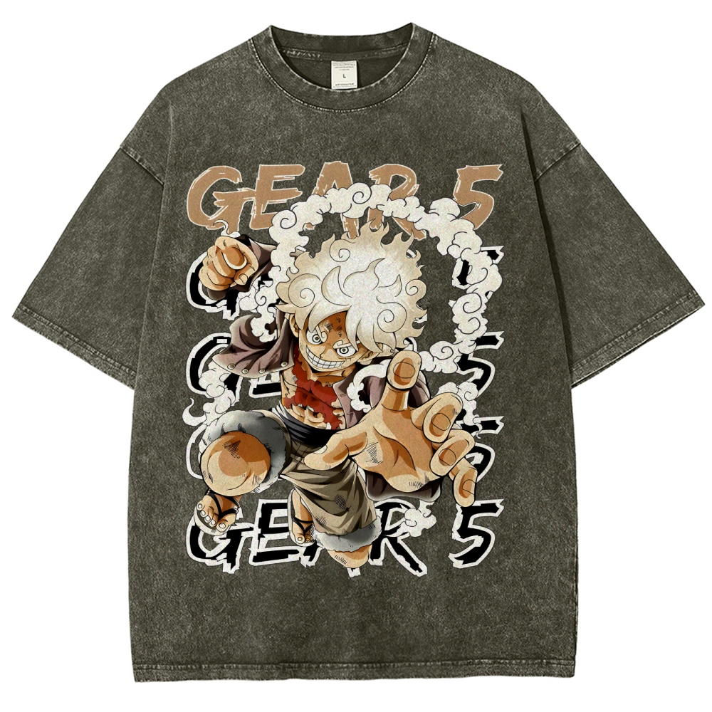 GEAR 5 NIKA Luffy One Piece Unisex Fit Washed T-Shirt