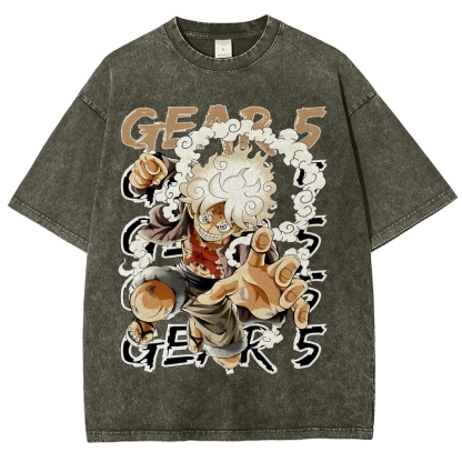GEAR 5 NIKA Luffy One Piece Unisex Fit Washed T-Shirt