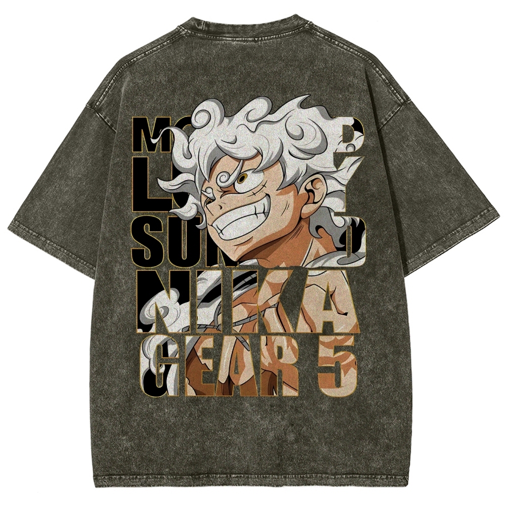 GEAR 5 NIKA Luffy One Piece Unisex Fit Washed T-Shirt