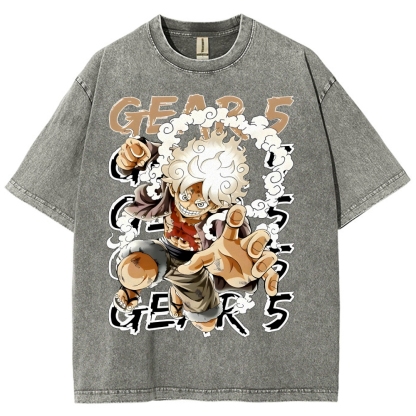 GEAR 5 NIKA Luffy One Piece Unisex Fit Washed T-Shirt