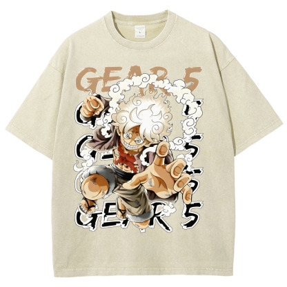 GEAR 5 NIKA Luffy One Piece Unisex Fit Washed T-Shirt