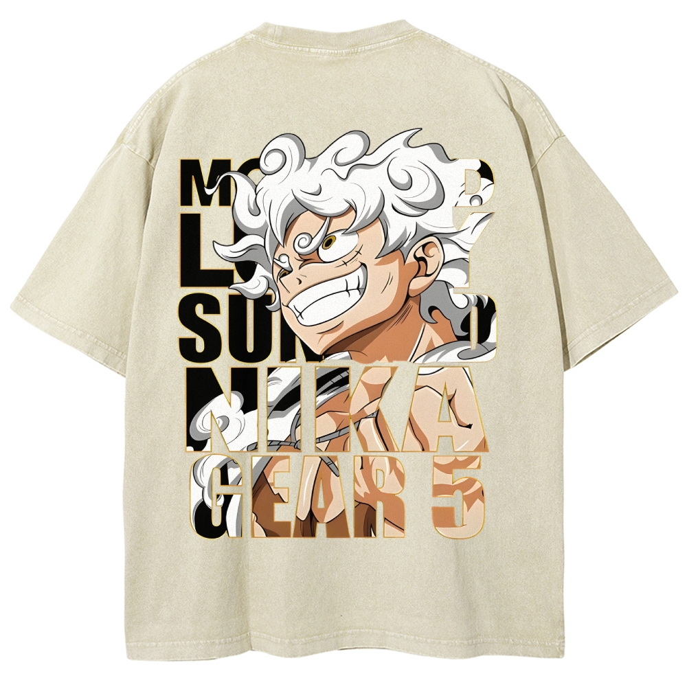 GEAR 5 NIKA Luffy One Piece Unisex Fit Washed T-Shirt