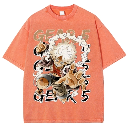 GEAR 5 NIKA Luffy One Piece Unisex Fit Washed T-Shirt