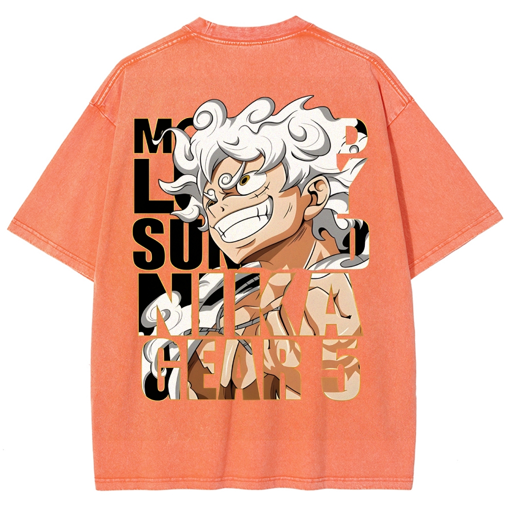 GEAR 5 NIKA Luffy One Piece Unisex Fit Washed T-Shirt
