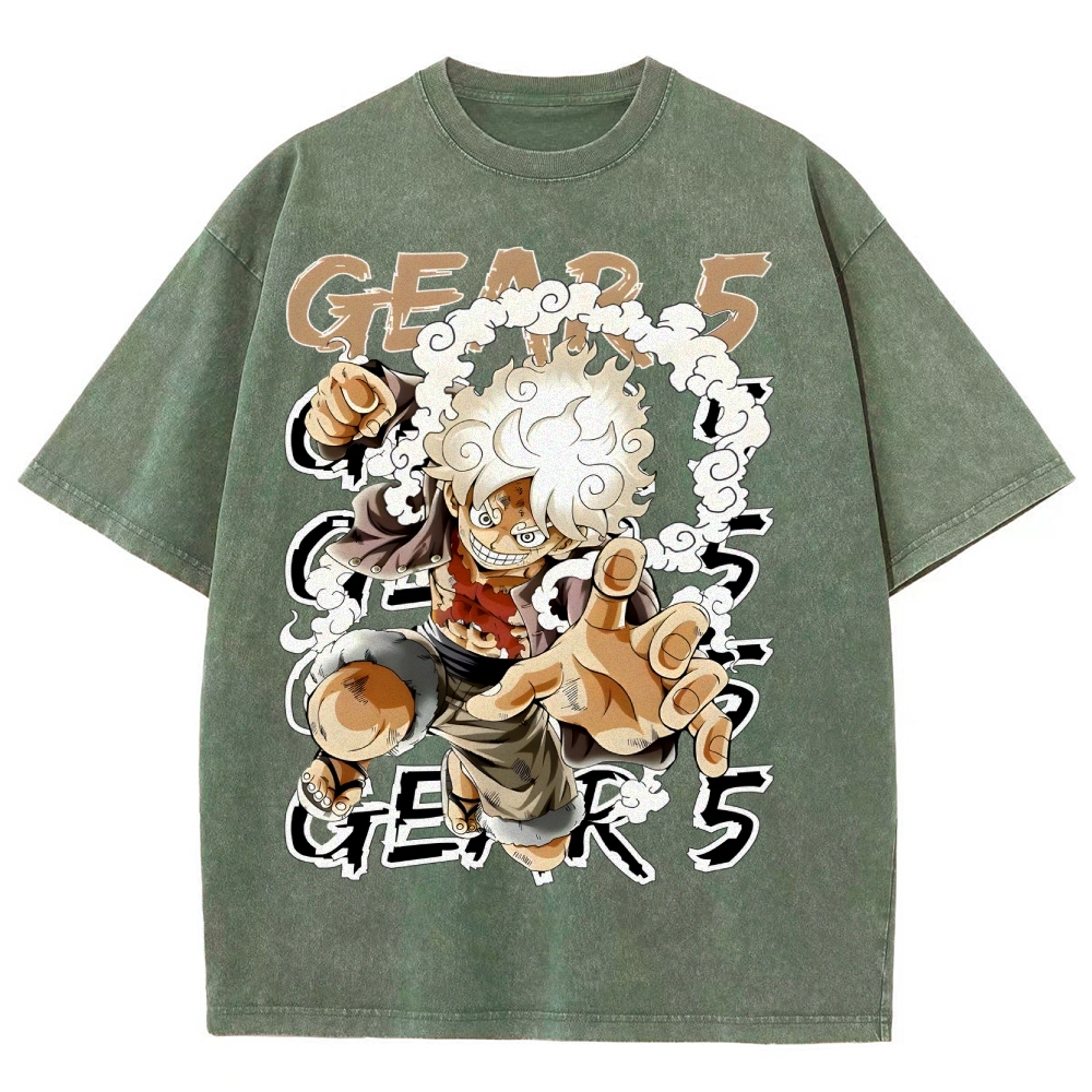 GEAR 5 NIKA Luffy One Piece Unisex Fit Washed T-Shirt
