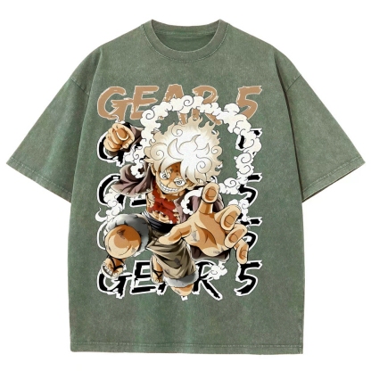 GEAR 5 NIKA Luffy One Piece Unisex Fit Washed T-Shirt