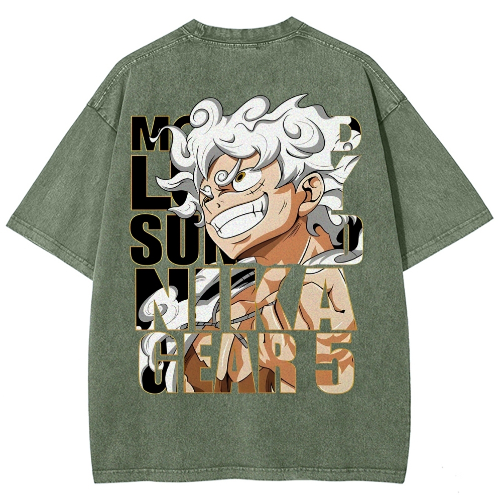 GEAR 5 NIKA Luffy One Piece Unisex Fit Washed T-Shirt