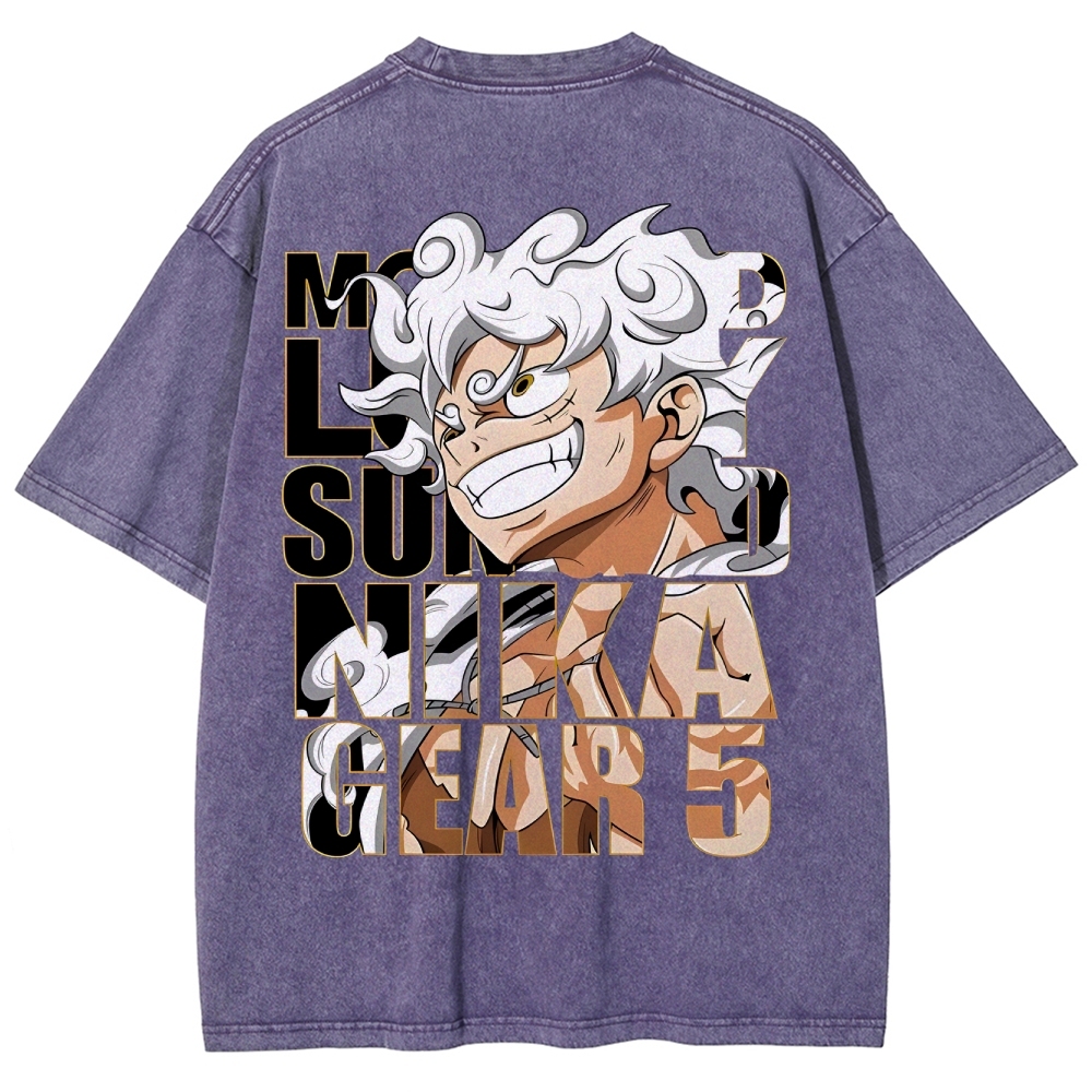 GEAR 5 NIKA Luffy One Piece Unisex Fit Washed T-Shirt