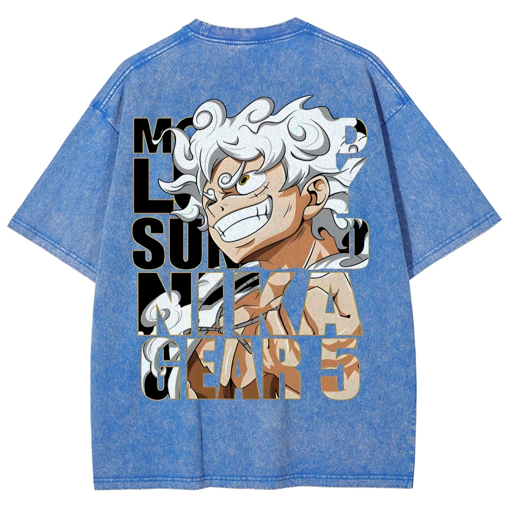 GEAR 5 NIKA Luffy One Piece Unisex Fit Washed T-Shirt