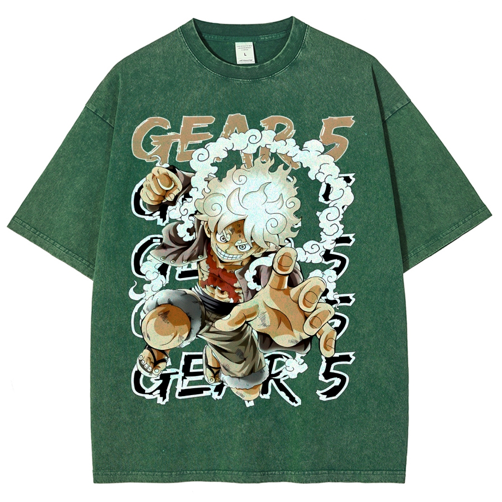 GEAR 5 NIKA Luffy One Piece Unisex Fit Washed T-Shirt