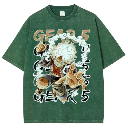 GEAR 5 NIKA Luffy One Piece Unisex Fit Washed T-Shirt