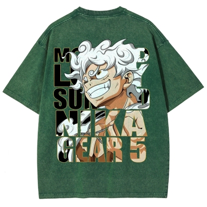GEAR 5 NIKA Luffy One Piece Unisex Fit Washed T-Shirt