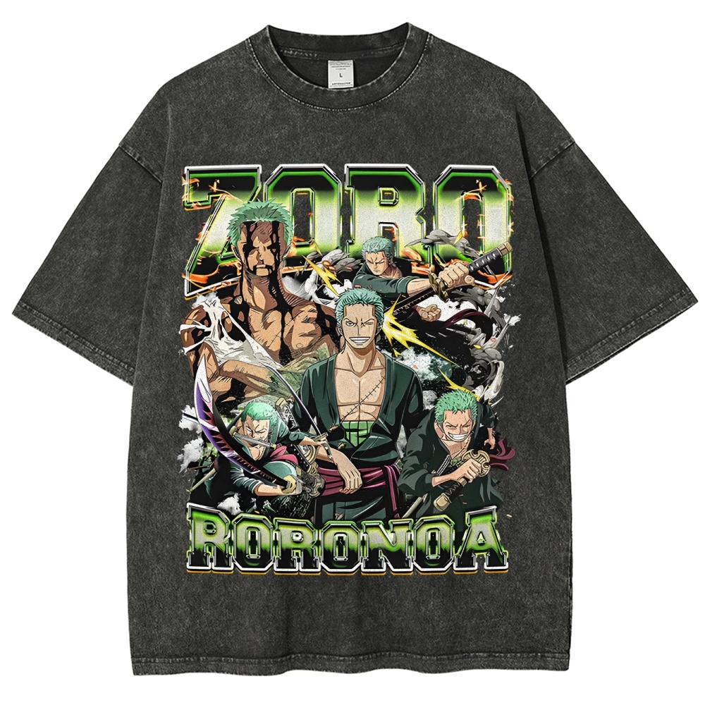 One Piece Roronoa Zoro Unisex Fit Washed T-Shirt