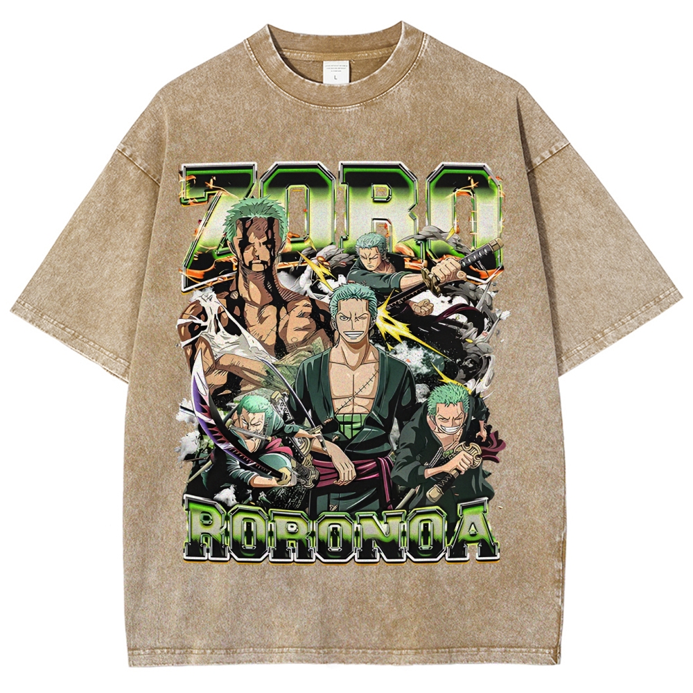 One Piece Roronoa Zoro Unisex Fit Washed T-Shirt