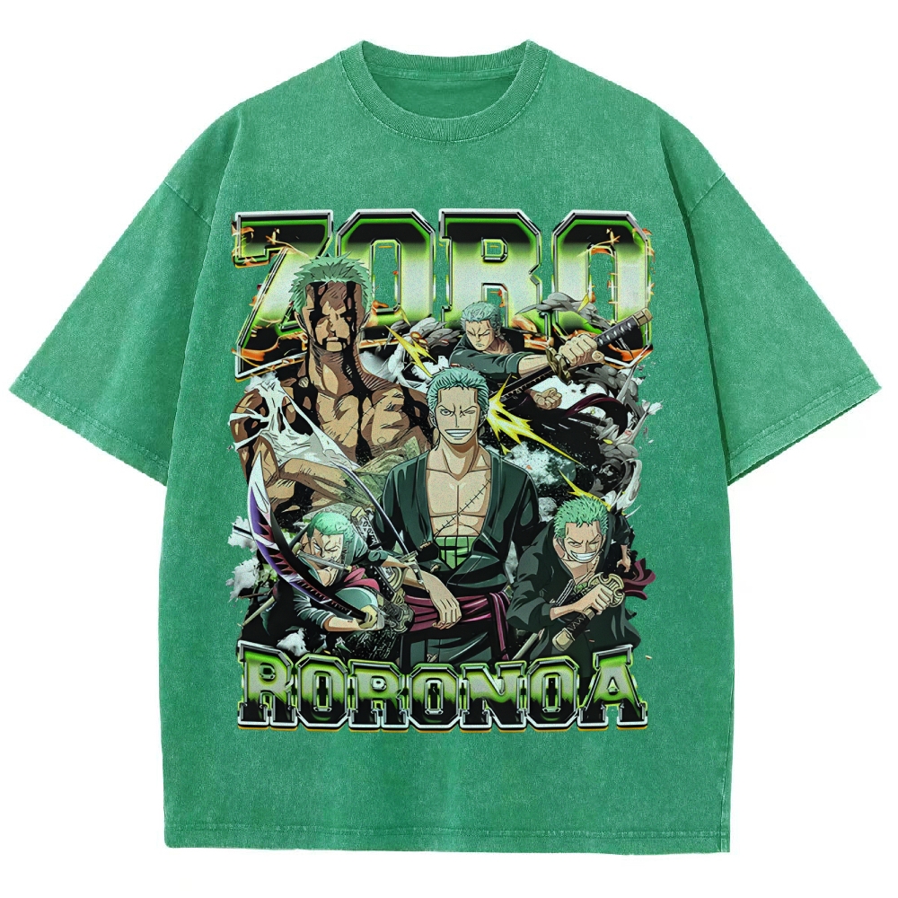 One Piece Roronoa Zoro Unisex Fit Washed T-Shirt
