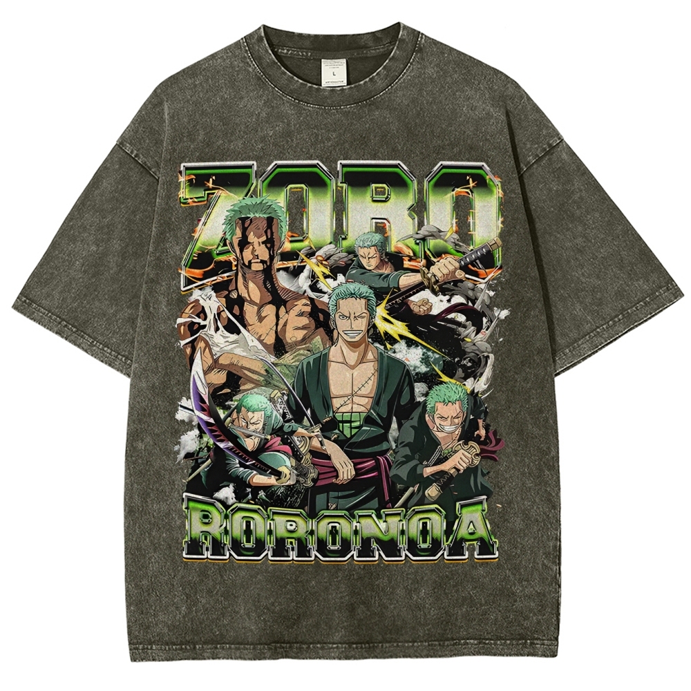 One Piece Roronoa Zoro Unisex Fit Washed T-Shirt
