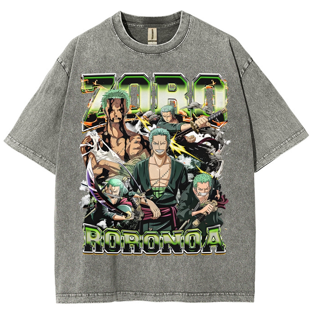 One Piece Roronoa Zoro Unisex Fit Washed T-Shirt