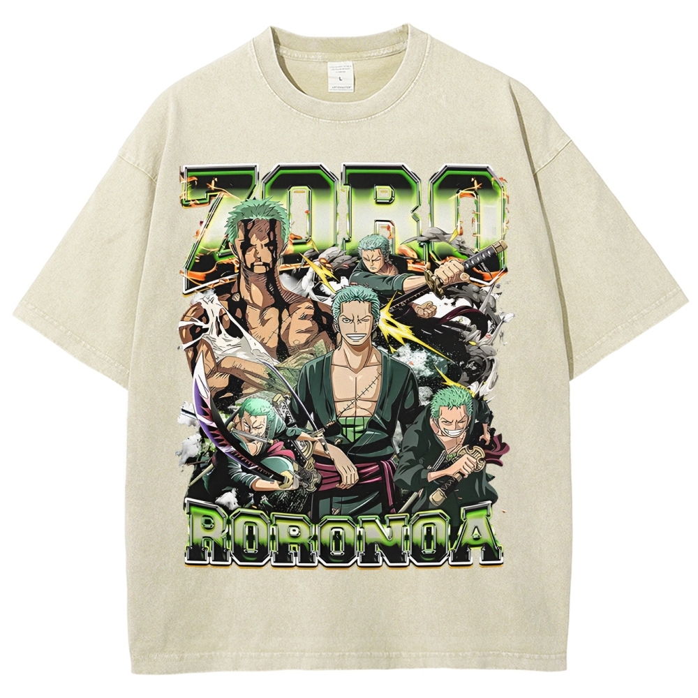 One Piece Roronoa Zoro Unisex Fit Washed T-Shirt